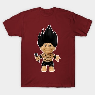 Punk rocker troll with black hair Iroquois and microphone T-Shirt